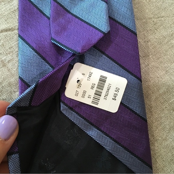 346 Brooks Brothers Neck Tie Men's Purple Blue Striped Pure Silk Made in USA - Picture 5 of 9